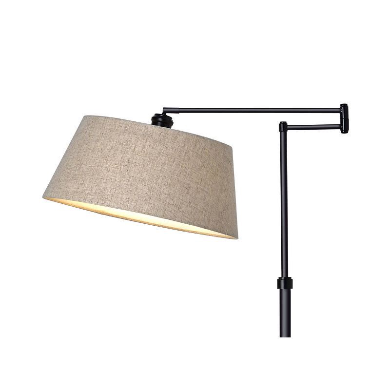 slide 3 of 4, 58.5"x17" Traditional Oil Rubbed Swing Arm Floor Lamp Brown - Threshold™: Adjustable, Linen Shade, Metal Body, 1 ct
