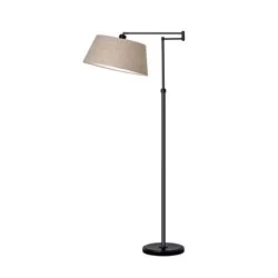 58.5"x17" Traditional Oil Rubbed Swing Arm Floor Lamp Brown - Threshold™: Adjustable, Linen Shade, Metal Body