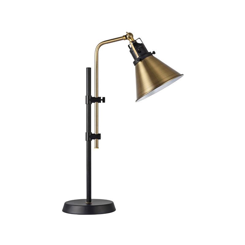 slide 4 of 4, Black Metal Adjustable Table Lamp with Bronze Finish - Threshold™: ETL Listed, Metal Shade, 1-Way Socket Switch, 1 ct