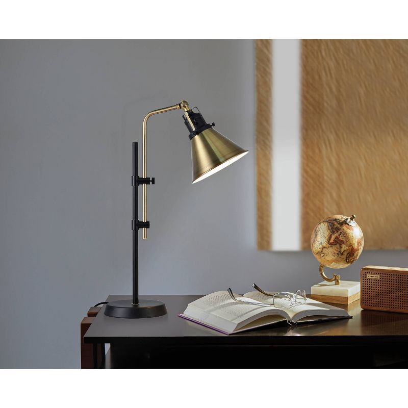 slide 1 of 4, Black Metal Adjustable Table Lamp with Bronze Finish - Threshold™: ETL Listed, Metal Shade, 1-Way Socket Switch, 1 ct