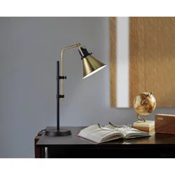 Black Metal Adjustable Table Lamp with Bronze Finish - Threshold™: ETL Listed, Metal Shade, 1-Way Socket Switch