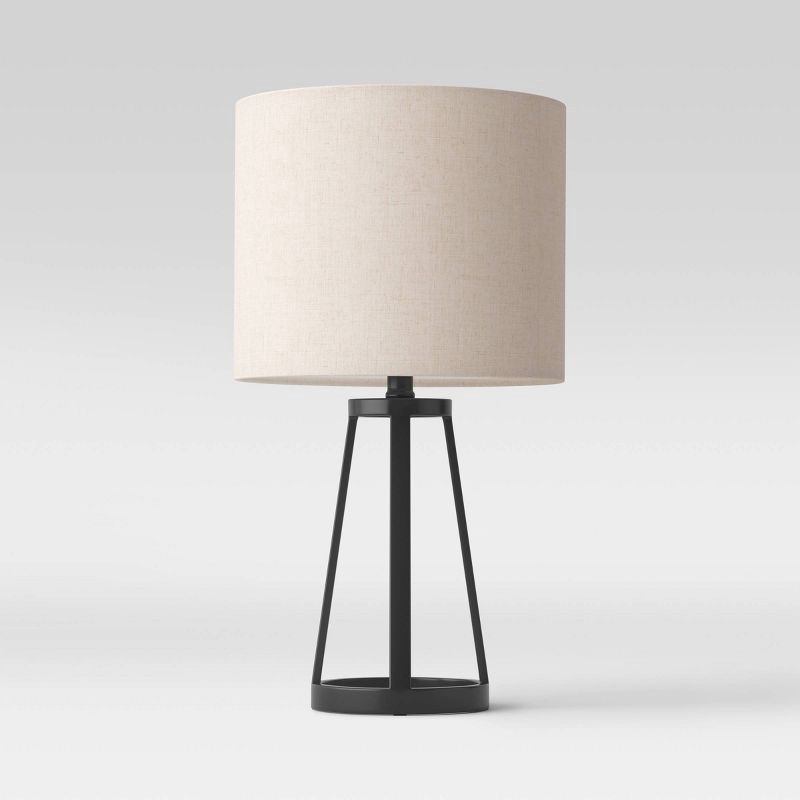 slide 2 of 10, Medium Modern Industrial Assembled Table Lamp Black - Threshold™: UL Listed, Cotton-Linen Shade, Metal Body, No Bulb Included, 1 ct