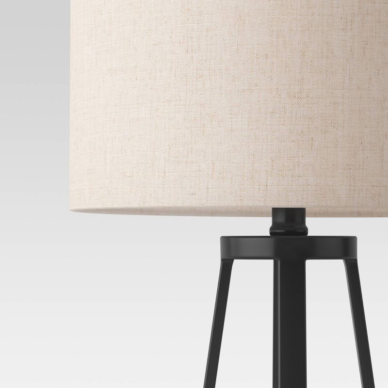 slide 5 of 10, Medium Modern Industrial Assembled Table Lamp Black - Threshold™: UL Listed, Cotton-Linen Shade, Metal Body, No Bulb Included, 1 ct