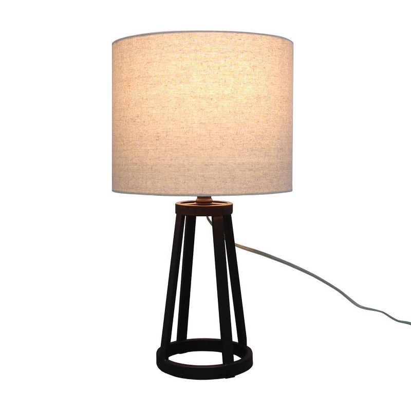 slide 7 of 10, Medium Modern Industrial Assembled Table Lamp Black - Threshold™: UL Listed, Cotton-Linen Shade, Metal Body, No Bulb Included, 1 ct