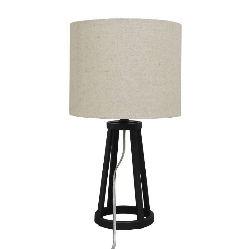 slide 8 of 10, Medium Modern Industrial Assembled Table Lamp Black - Threshold™: UL Listed, Cotton-Linen Shade, Metal Body, No Bulb Included, 1 ct