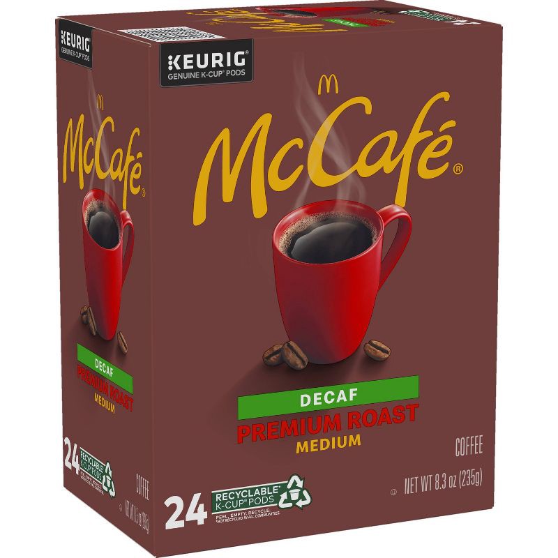 slide 3 of 10, 24ct McCafe Premium Roast Decaf Keurig K-Cup Coffee Pods Decaffeinated Medium Roast, 24 ct