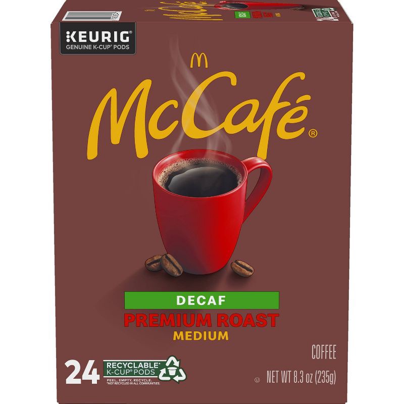 slide 8 of 10, 24ct McCafe Premium Roast Decaf Keurig K-Cup Coffee Pods Decaffeinated Medium Roast, 24 ct
