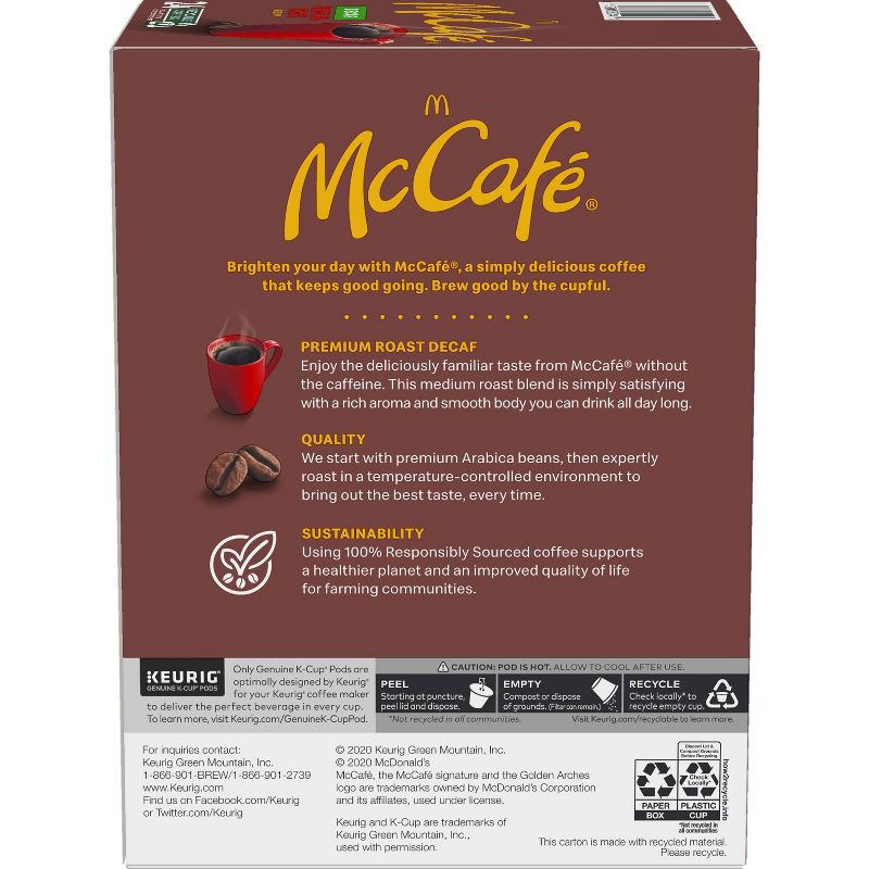 slide 10 of 10, 24ct McCafe Premium Roast Decaf Keurig K-Cup Coffee Pods Decaffeinated Medium Roast, 24 ct