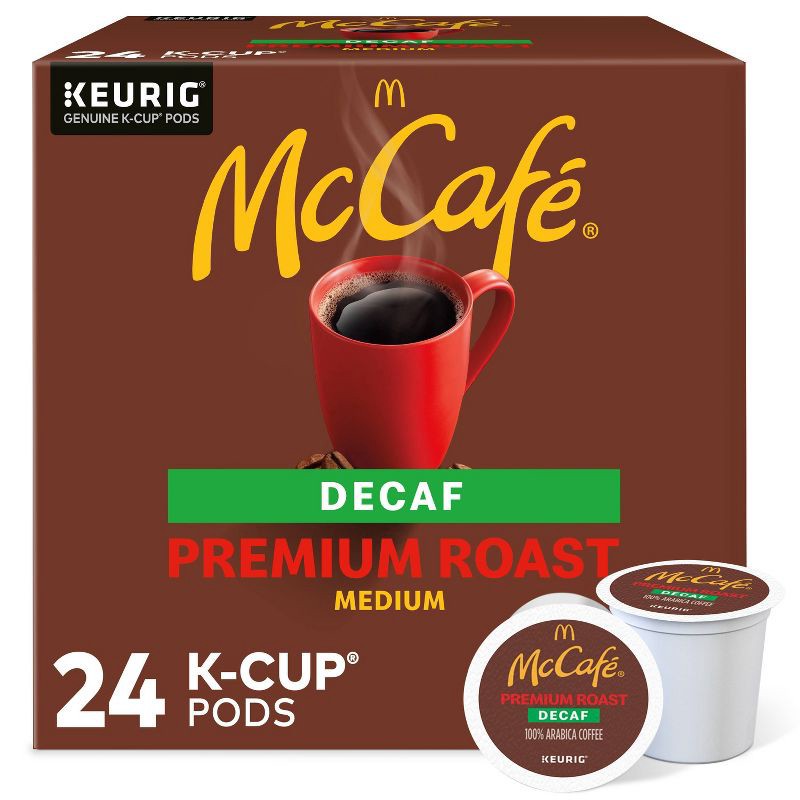 slide 1 of 10, 24ct McCafe Premium Roast Decaf Keurig K-Cup Coffee Pods Decaffeinated Medium Roast, 24 ct