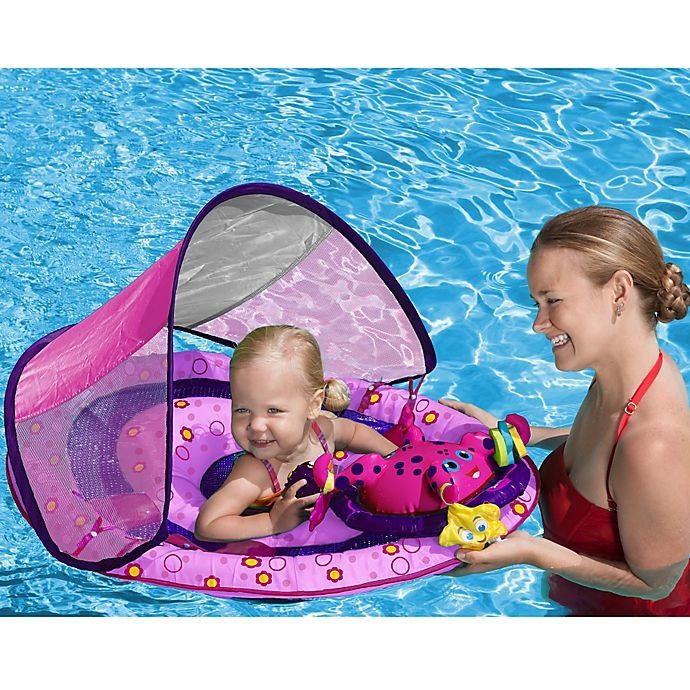 slide 2 of 3, SwimWays Baby Spring Baby Float Activity Center with Canopy - Pink, 1 ct