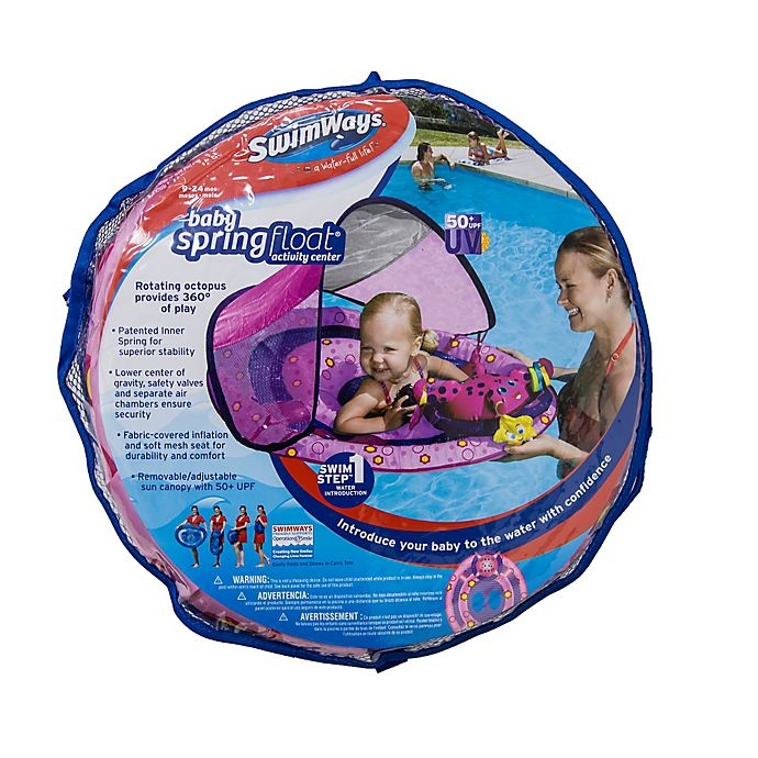 slide 3 of 3, SwimWays Baby Spring Baby Float Activity Center with Canopy - Pink, 1 ct