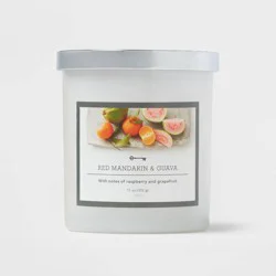 Milky Glass Red Mandarin & Guava Lidded Jar Candle 11oz - Threshold™: Palm Wax, Metal Lid, 35hr Burn Time
