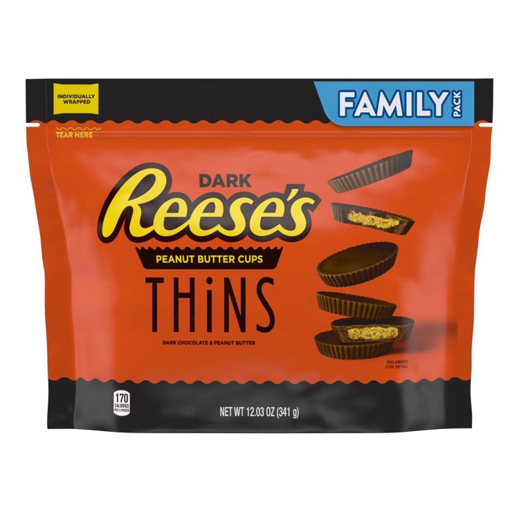 slide 1 of 1, Reese's Thins Dark Chocolate Peanut Butter Cups Candy - 12.03oz, 12.03 oz