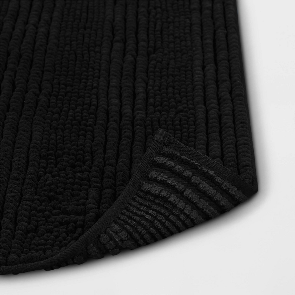 slide 4 of 4, 2pk Chenille Bath Rug Set Black - Room Essentials, 2 ct