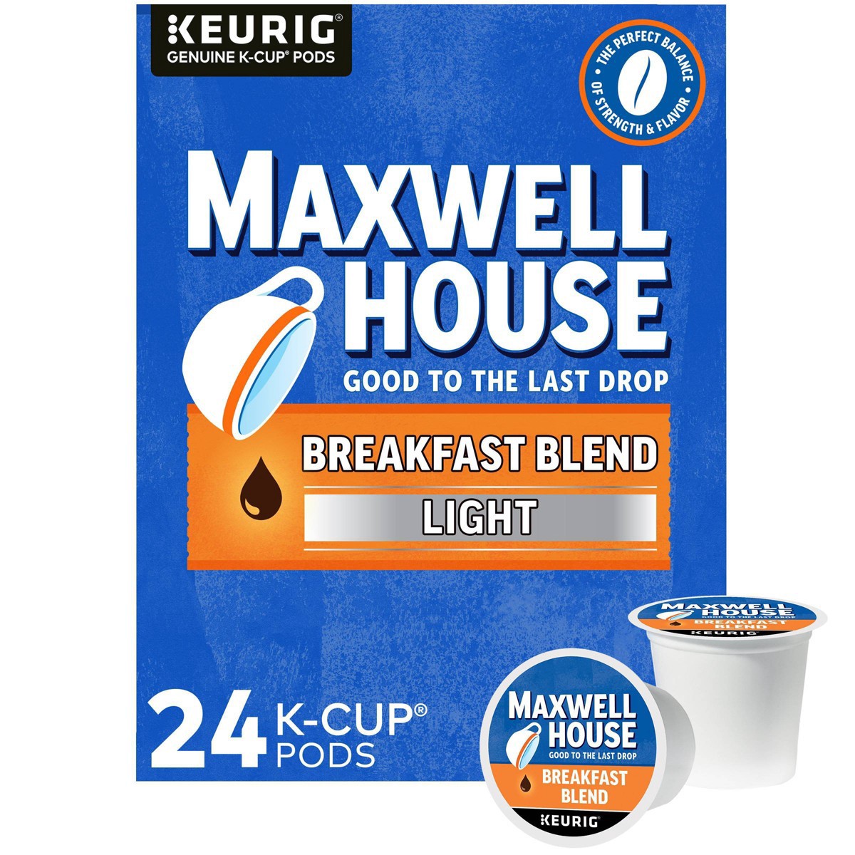 slide 1 of 1, Maxwell House Breakfast Blend Light Roast Coffee Pods - 24ct, 24 ct