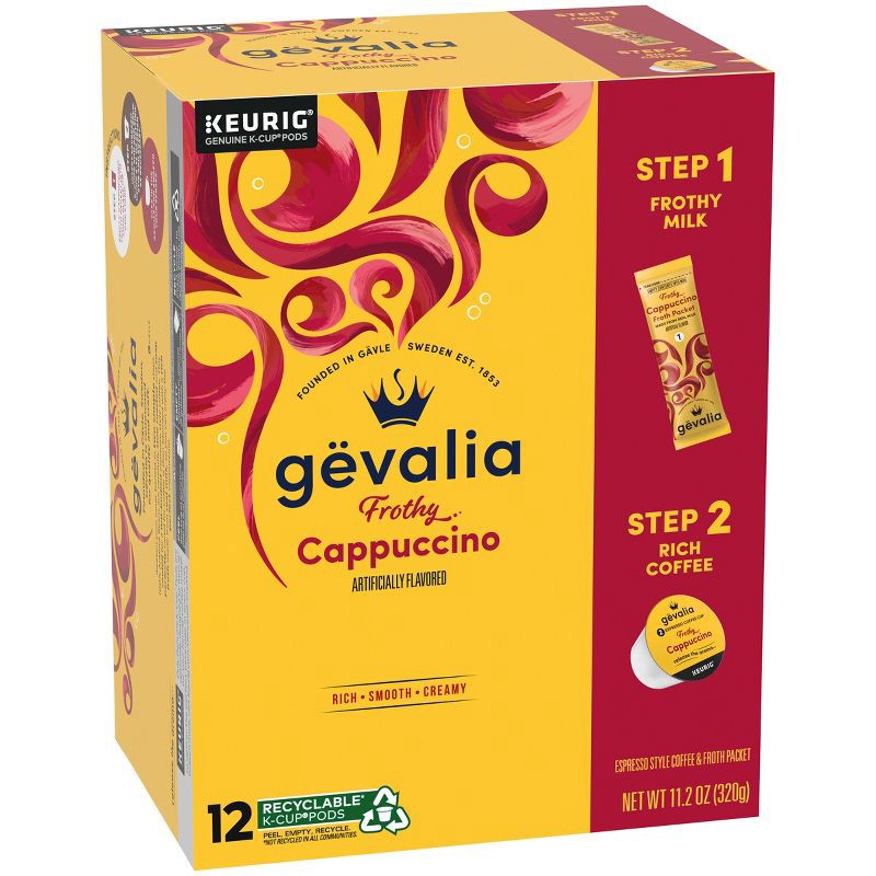 slide 3 of 8, Gevalia Cappuccino Dark Roast Coffee Pods - 12ct, 12 ct