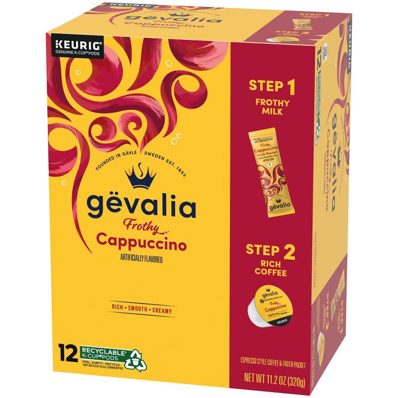 slide 4 of 8, Gevalia Cappuccino Dark Roast Coffee Pods - 12ct, 12 ct