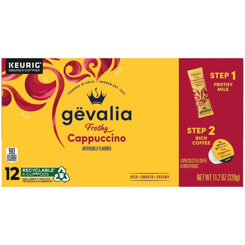 slide 6 of 8, Gevalia Cappuccino Dark Roast Coffee Pods - 12ct, 12 ct
