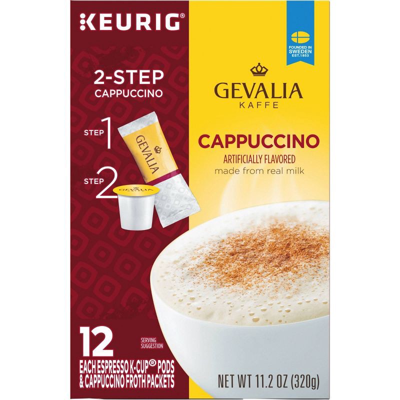 slide 8 of 8, Gevalia Cappuccino Dark Roast Coffee Pods - 12ct, 12 ct