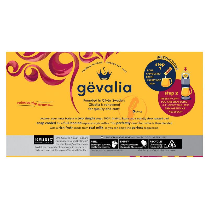 slide 9 of 9, Gevalia Cappuccino Dark Roast Coffee Pods - 12ct, 12 ct