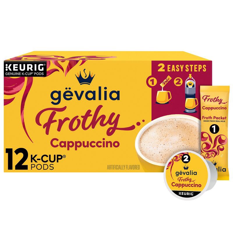 slide 1 of 10, Gevalia Cappuccino Dark Roast Coffee Pods - 12ct, 12 ct