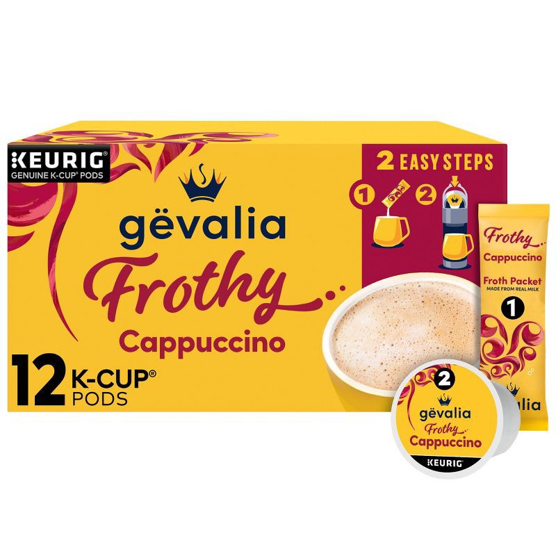 slide 1 of 9, Gevalia Cappuccino Dark Roast Coffee Pods - 12ct, 12 ct