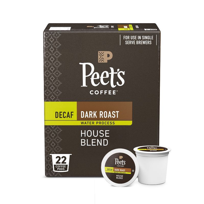 slide 1 of 7, Peet's Coffee House Dark Roast Single Serve Coffee Pods - Decaf - 22ct, 22 ct