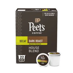 Peet's Coffee House Dark Roast Single Serve Coffee Pods - Decaf - 22ct