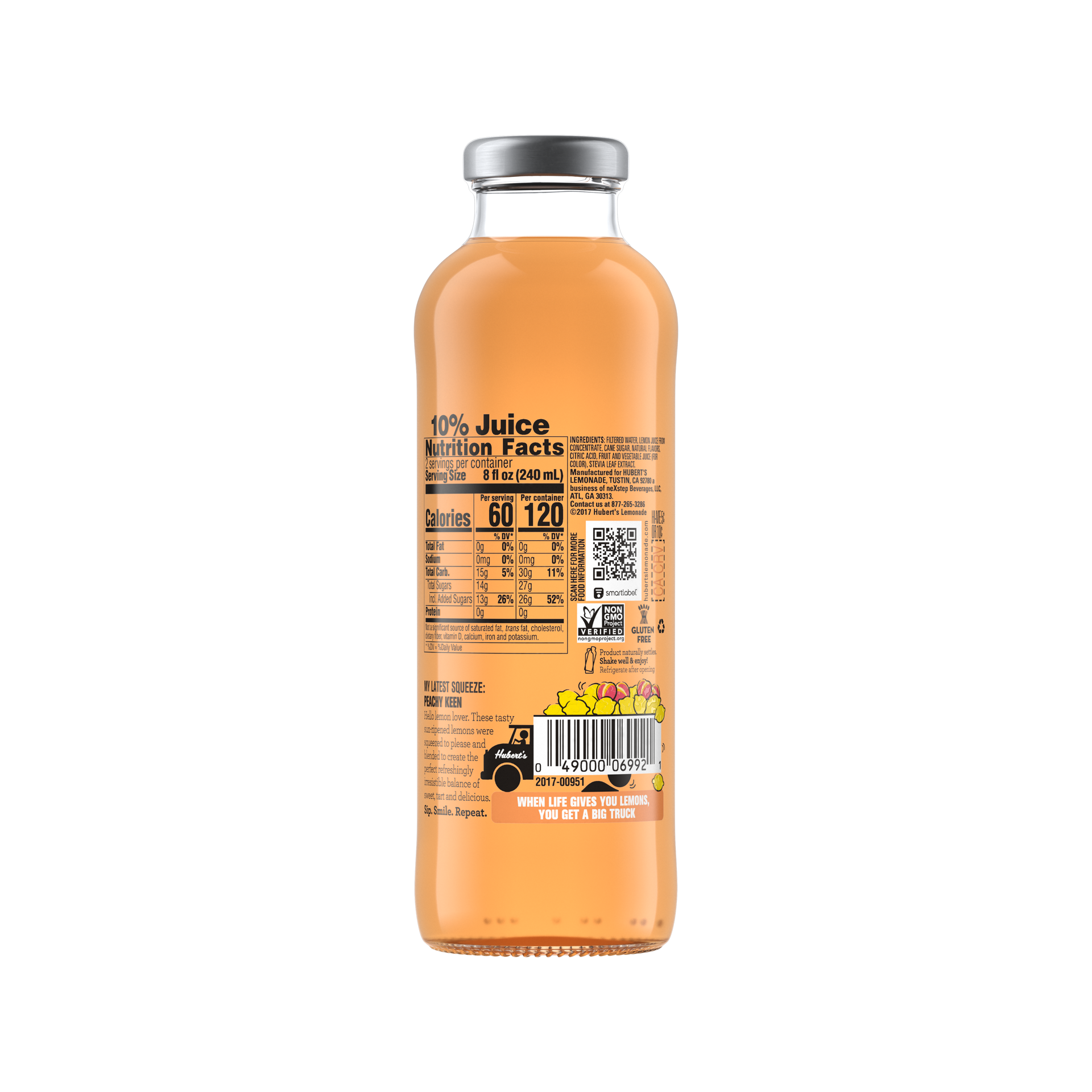 slide 4 of 5, Hubert's Lemonade Peach Glass Drink- 16 fl oz, 16 fl oz