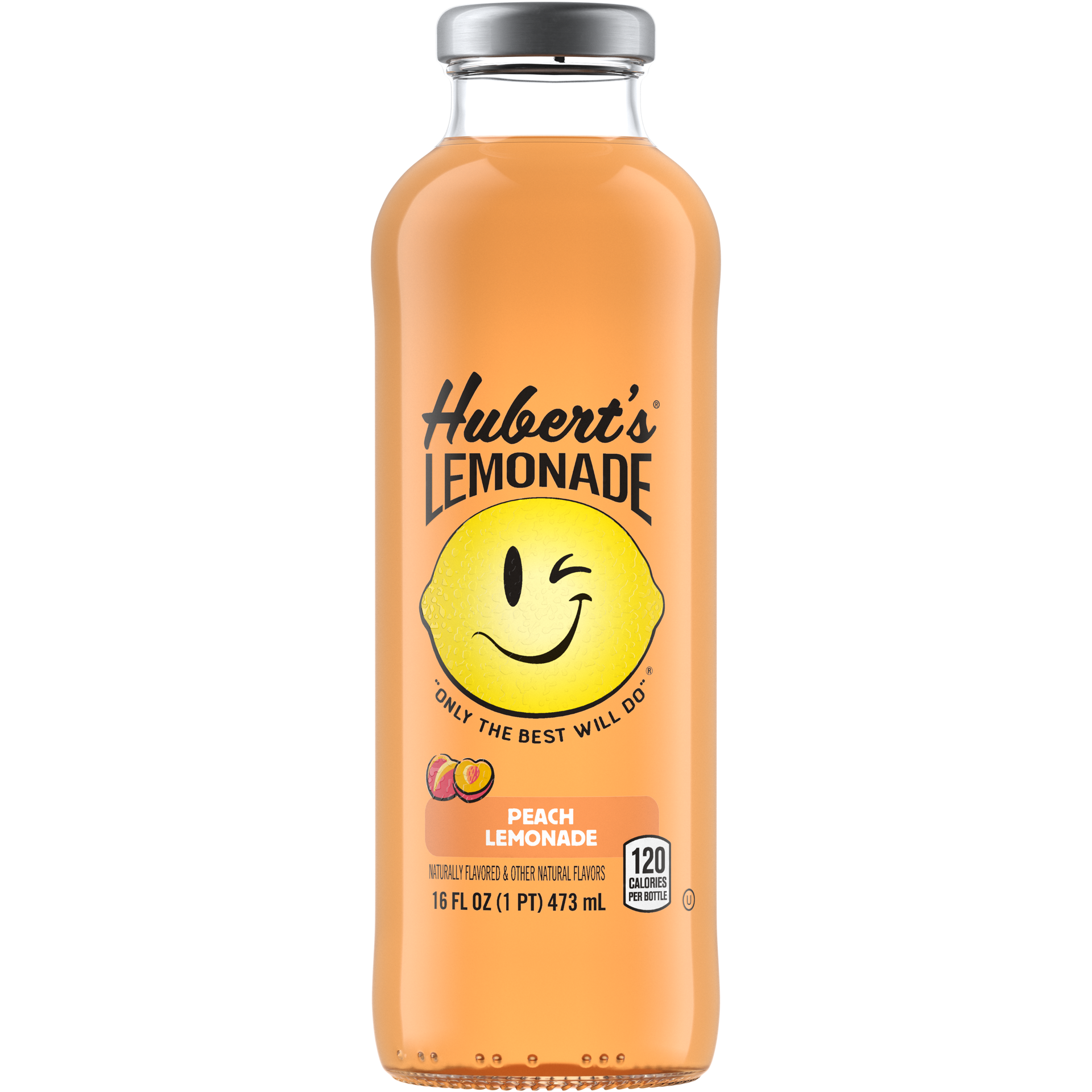 slide 1 of 5, Hubert's Lemonade Peach Glass Drink- 16 fl oz, 16 fl oz