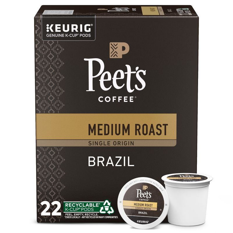 slide 1 of 7, Peet's Coffee Peet's Brazil Single Origin Medium Roast Coffee - Keurig K-Cup Pods - 22ct, 22 ct