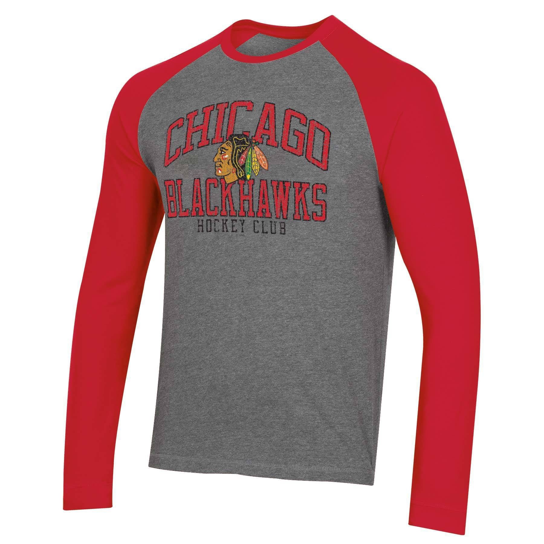 slide 1 of 2, NHL Chicago Blackhawks Men's Long Sleeve Raglan T-Shirt - XL, 1 ct