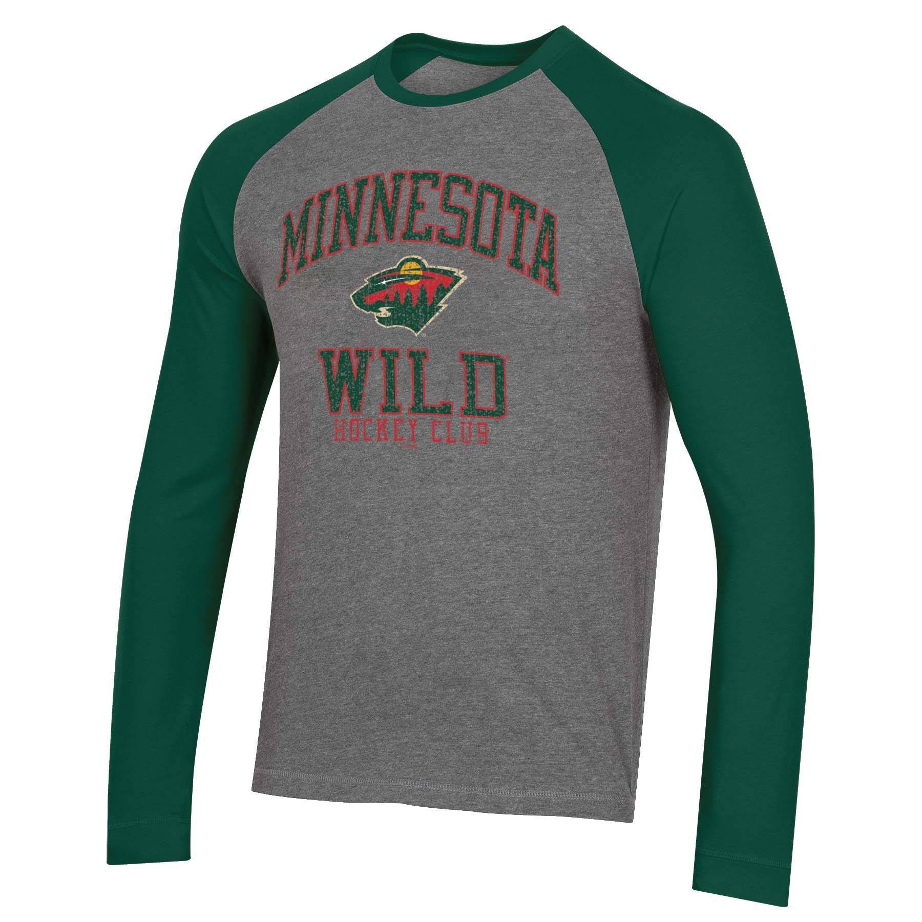 slide 1 of 2, NHL Minnesota Wild Men's Long Sleeve Raglan T-Shirt - XL, 1 ct