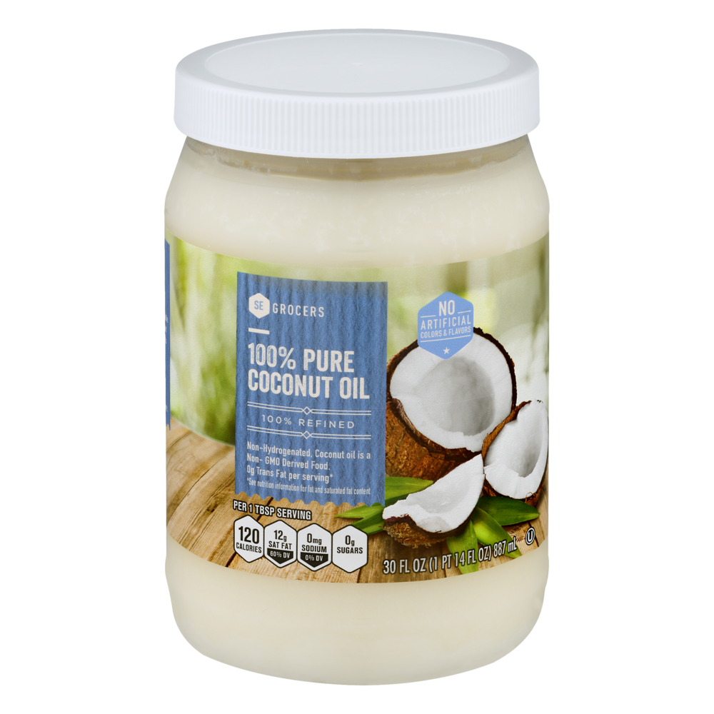 slide 1 of 1, SE Grocers 100% Pure Coconut Oil, 30 oz