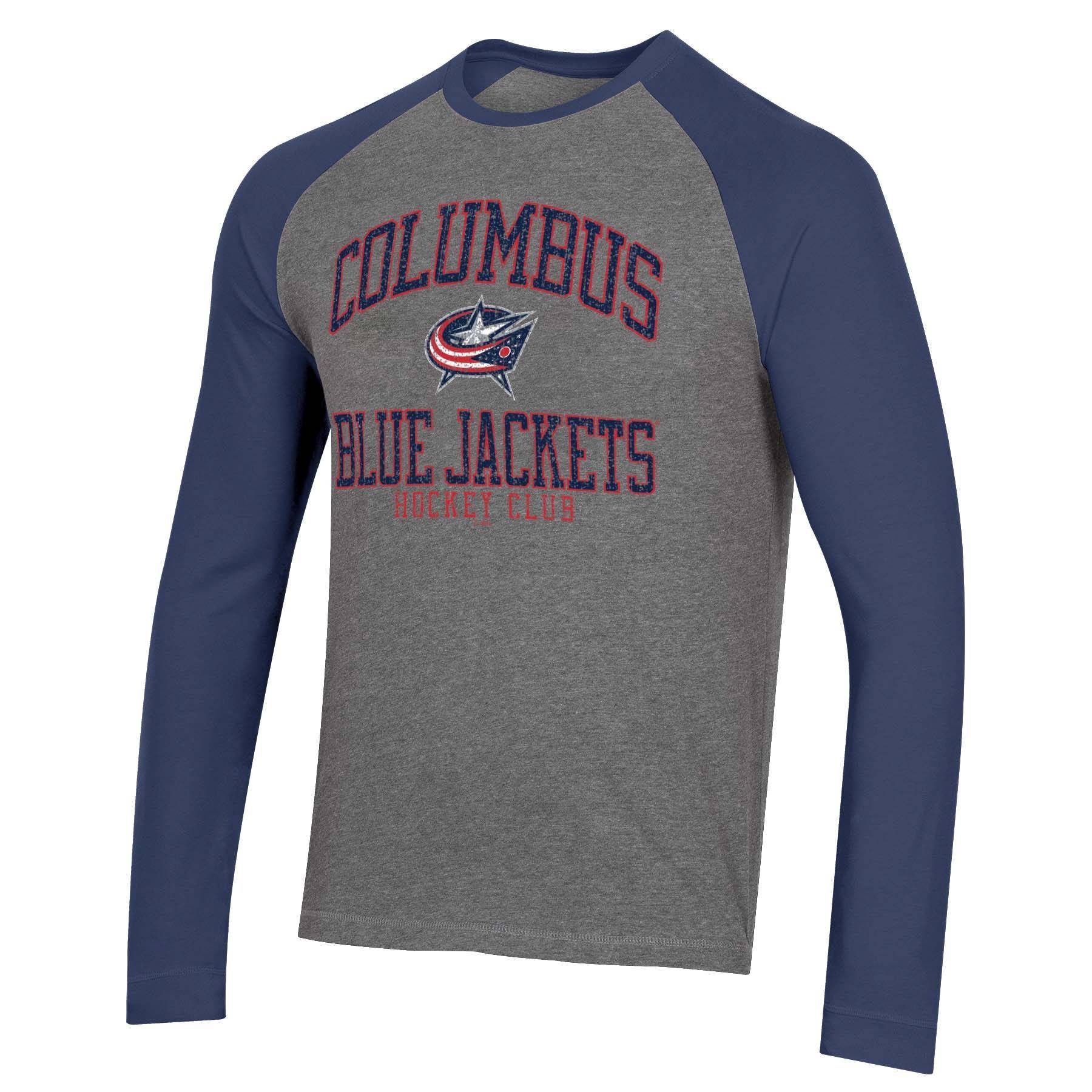 slide 1 of 2, NHL Columbus Blue Jackets Men's Long Sleeve Raglan T-Shirt - XL, 1 ct