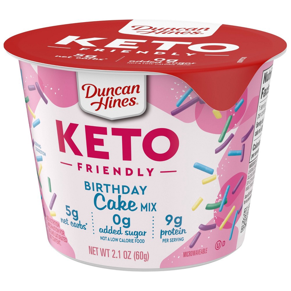 slide 3 of 3, Duncan Hines Keto Friendly Birthday Cake Cup Mix, 2.1 oz