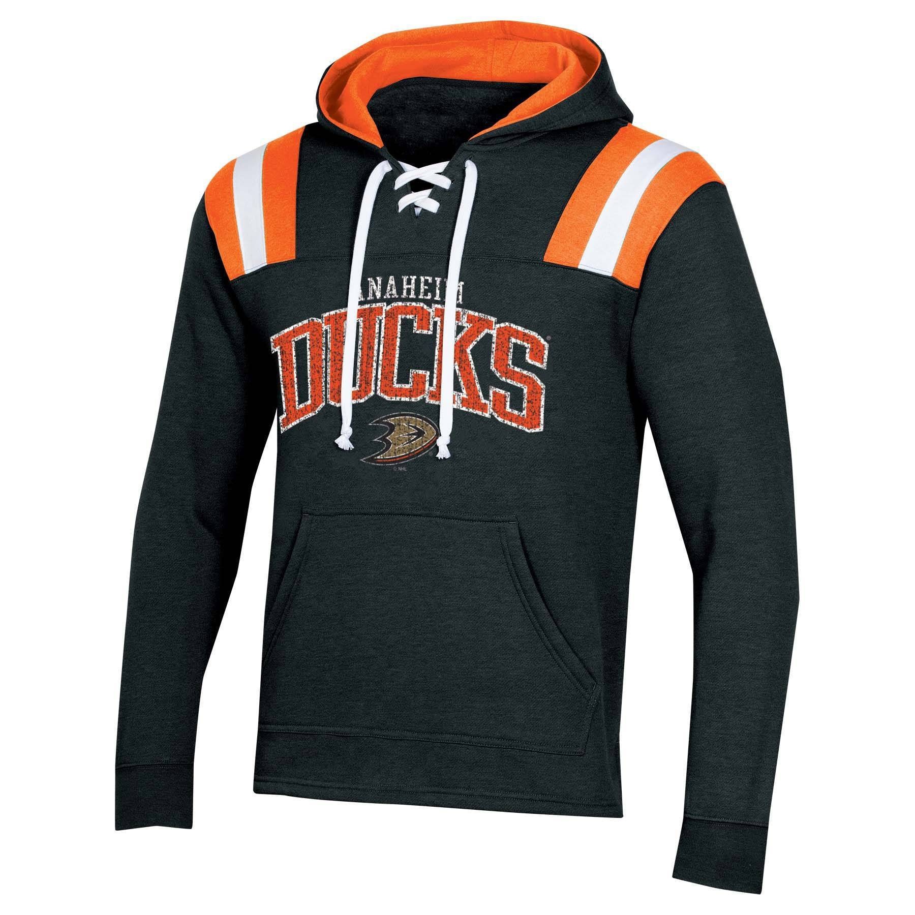 slide 1 of 2, NHL Anaheim Ducks Men&#39;s Hat Trick Laced Hoodie - XL, 1 ct