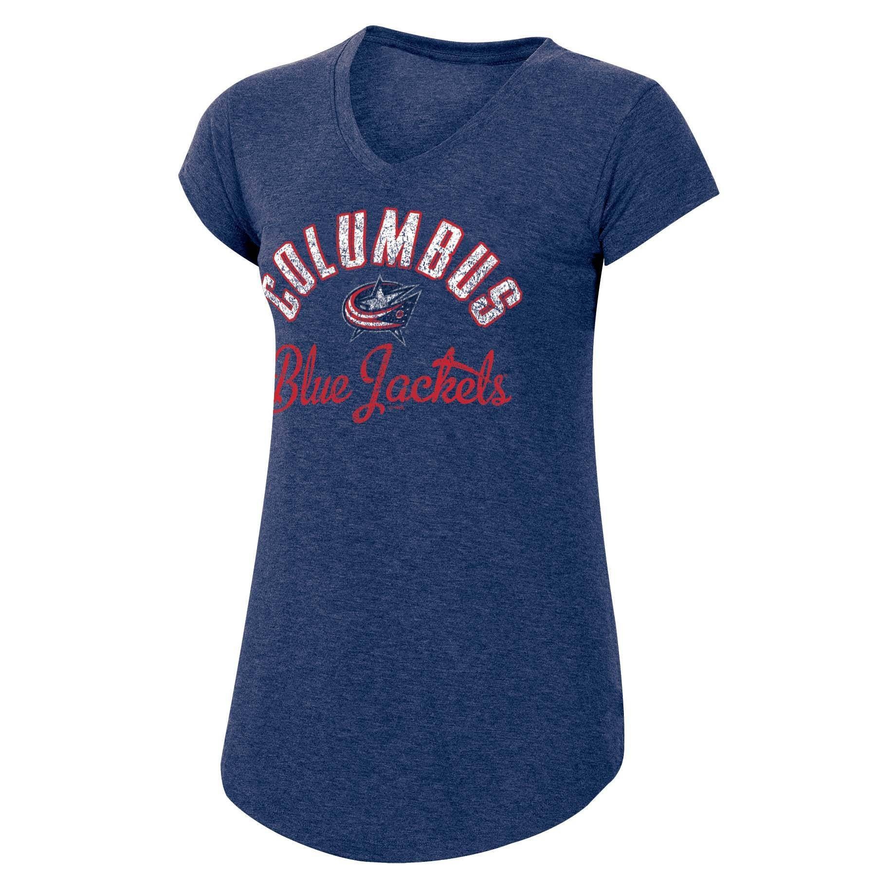 slide 1 of 2, NHL Columbus Blue Jackets Women&#39;s Team Pride V-Neck T-Shirt - XL, 1 ct