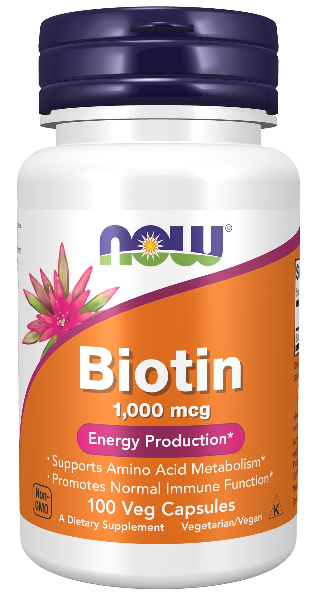 slide 1 of 4, NOW Biotin 1000 mcg - 100 Veg Capsules, 100 cups