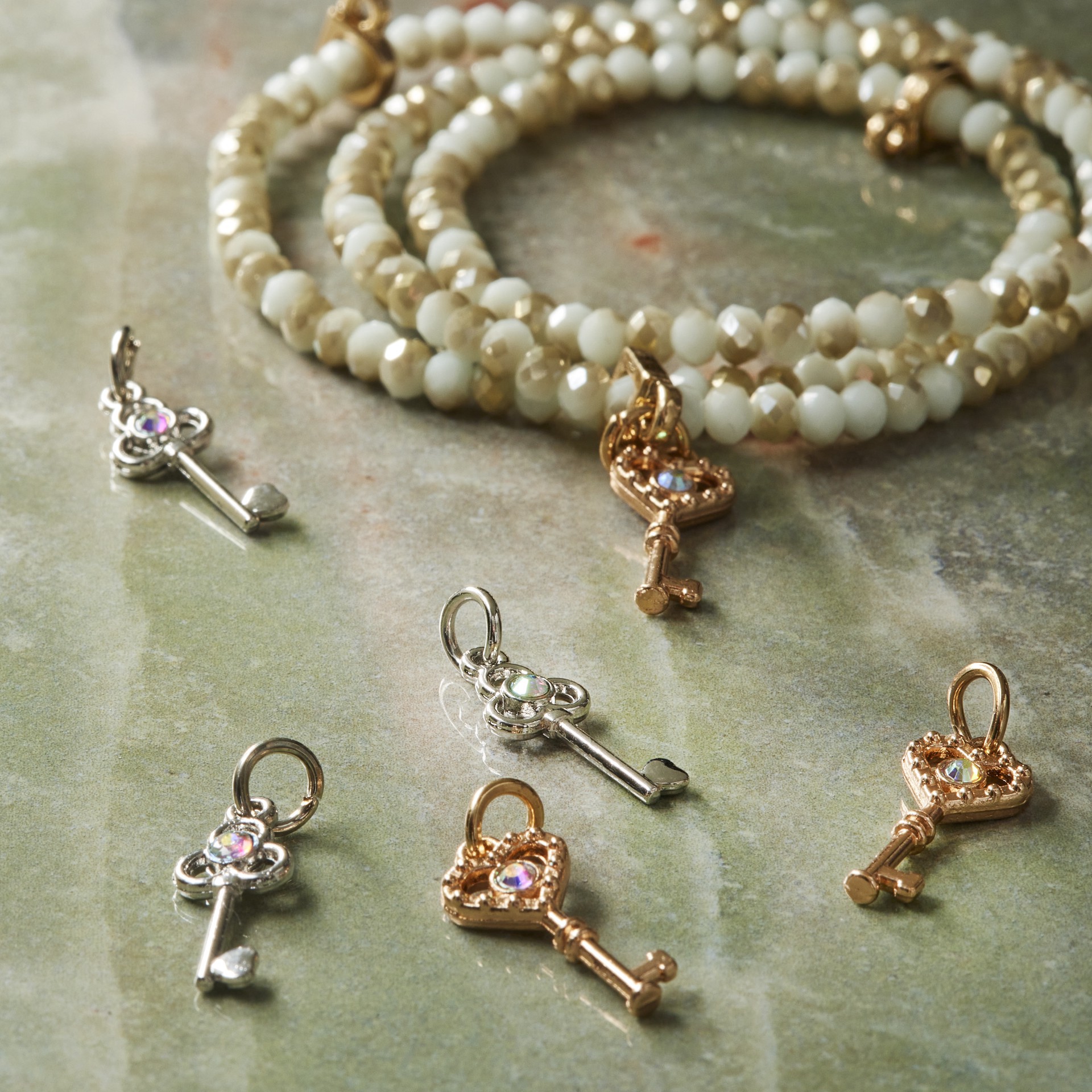 slide 3 of 3, Charmalong Gold & Rhodium Key Charms By Bead Landing, 19.3mm to 20mm