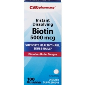 slide 1 of 1, CVS Health Instant Dissolving Biotin Microtablets 5000mcg, 100 ct