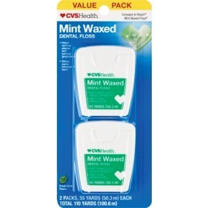 slide 1 of 1, CVS Health Waxed Dental Floss Mint, 110 yd
