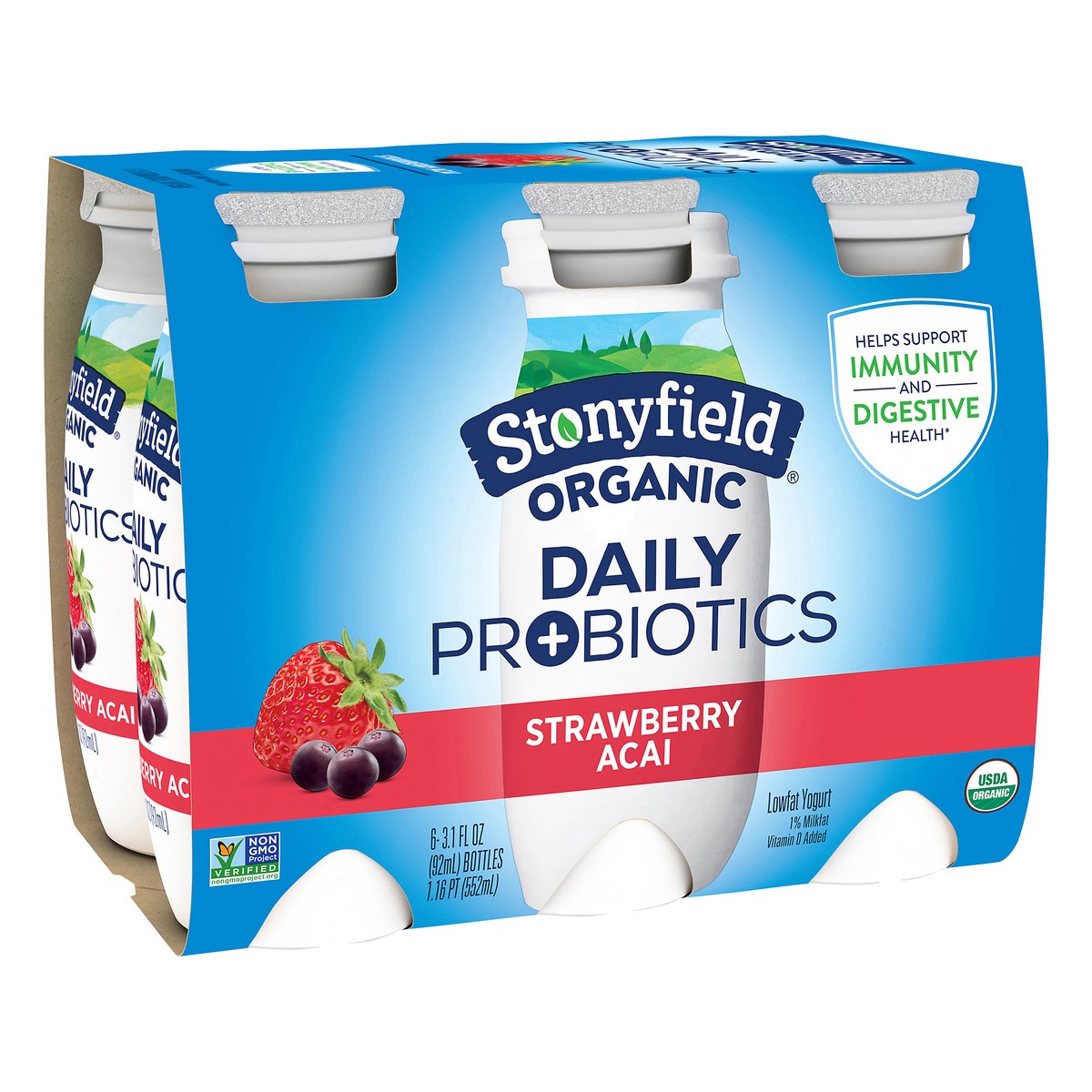 slide 2 of 10, Stonyfield Probiotic Shot Strawberry, 6 ct