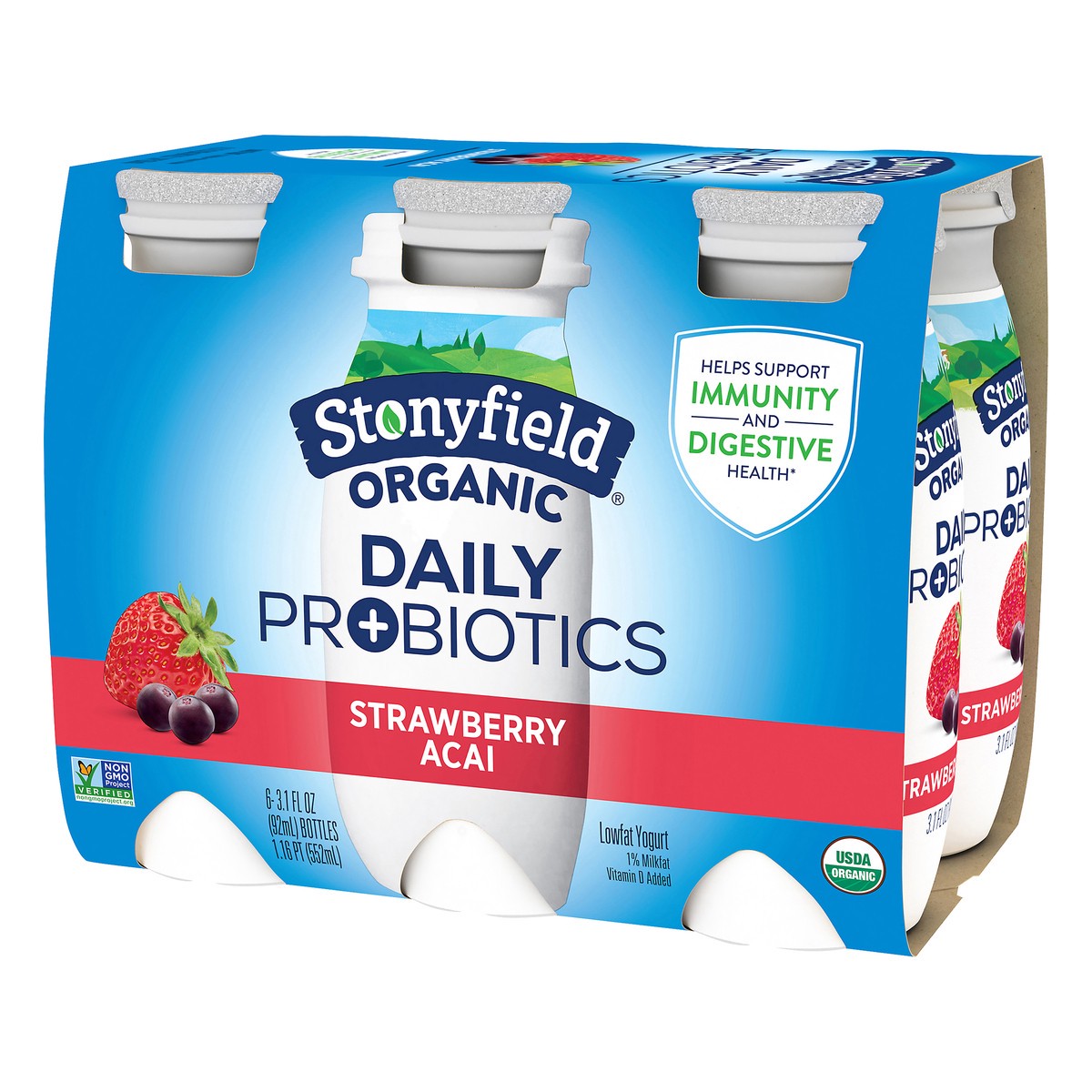 slide 3 of 10, Stonyfield Probiotic Shot Strawberry, 6 ct