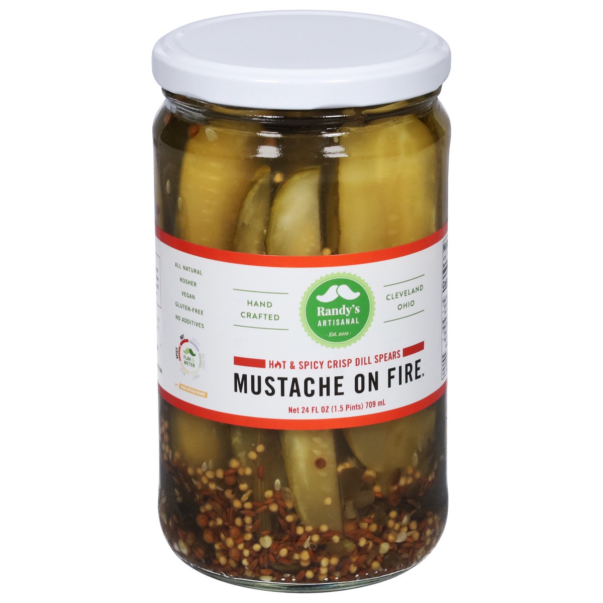 slide 6 of 9, Randy's Artisanal Hot & Spicy Crisp Mustache on Fire Dill Spears 24 fl oz, 24 fl oz