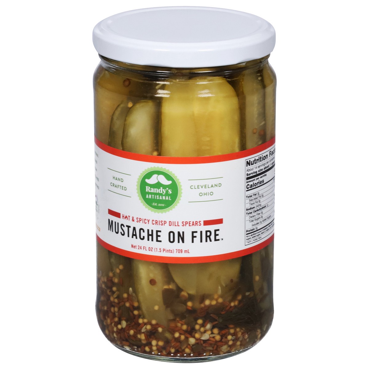slide 5 of 9, Randy's Artisanal Hot & Spicy Crisp Mustache on Fire Dill Spears 24 fl oz, 24 fl oz