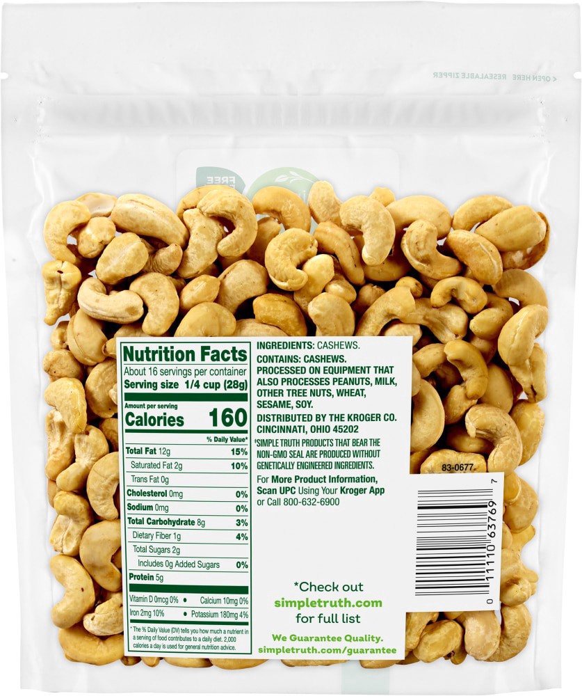 slide 2 of 2, Simple Truth® Raw Cashews, 16 oz