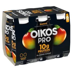 Oikos Pro Mango Dairy Drink, 10g of Protein, 0g Added Sugar, Convenient High Protein Snack, 6ct, 3.1 Fl Oz Bottle