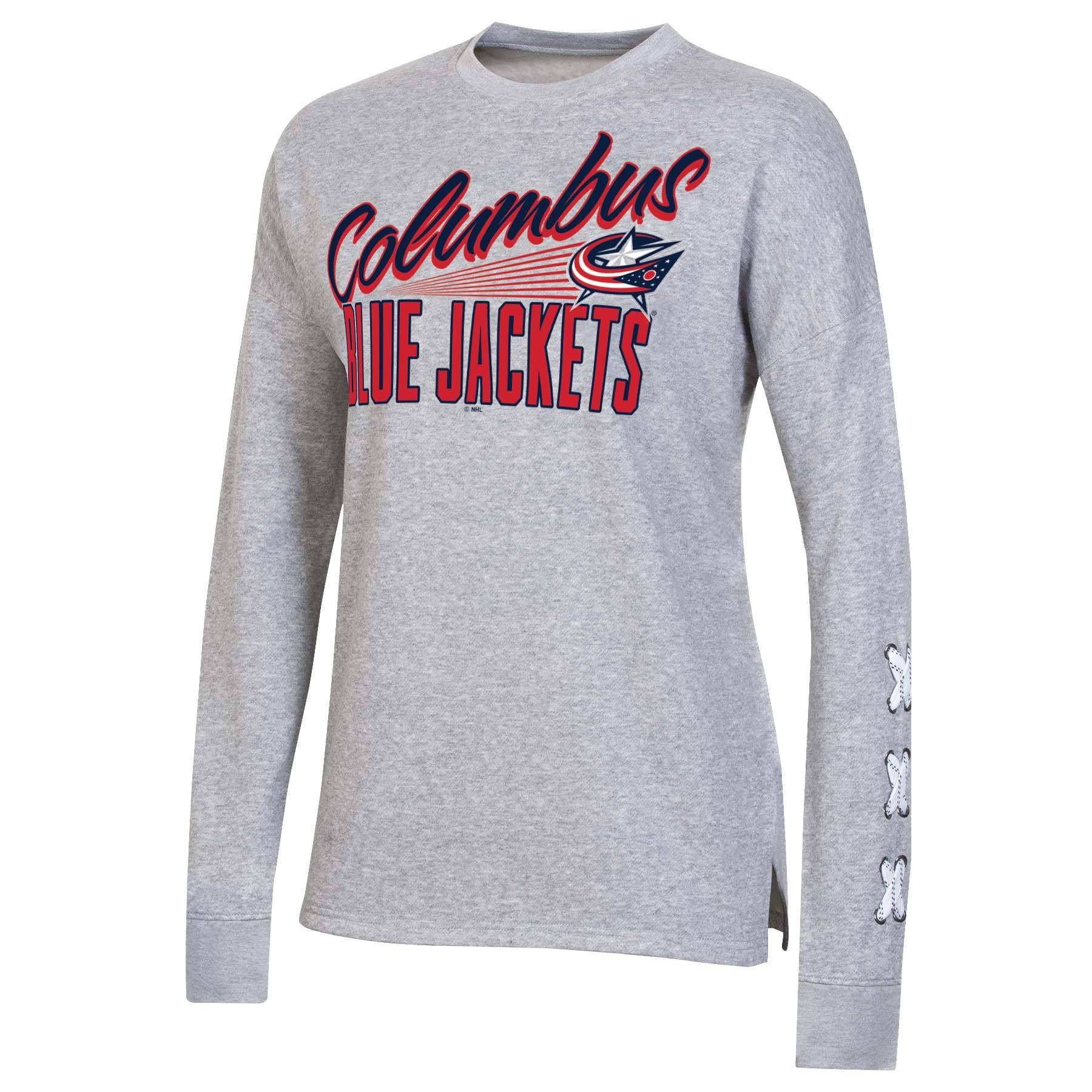 slide 1 of 2, NHL Columbus Blue Jackets Women&#39;s Netminder Open Neck Fleece Sweatshirt - XL, 1 ct