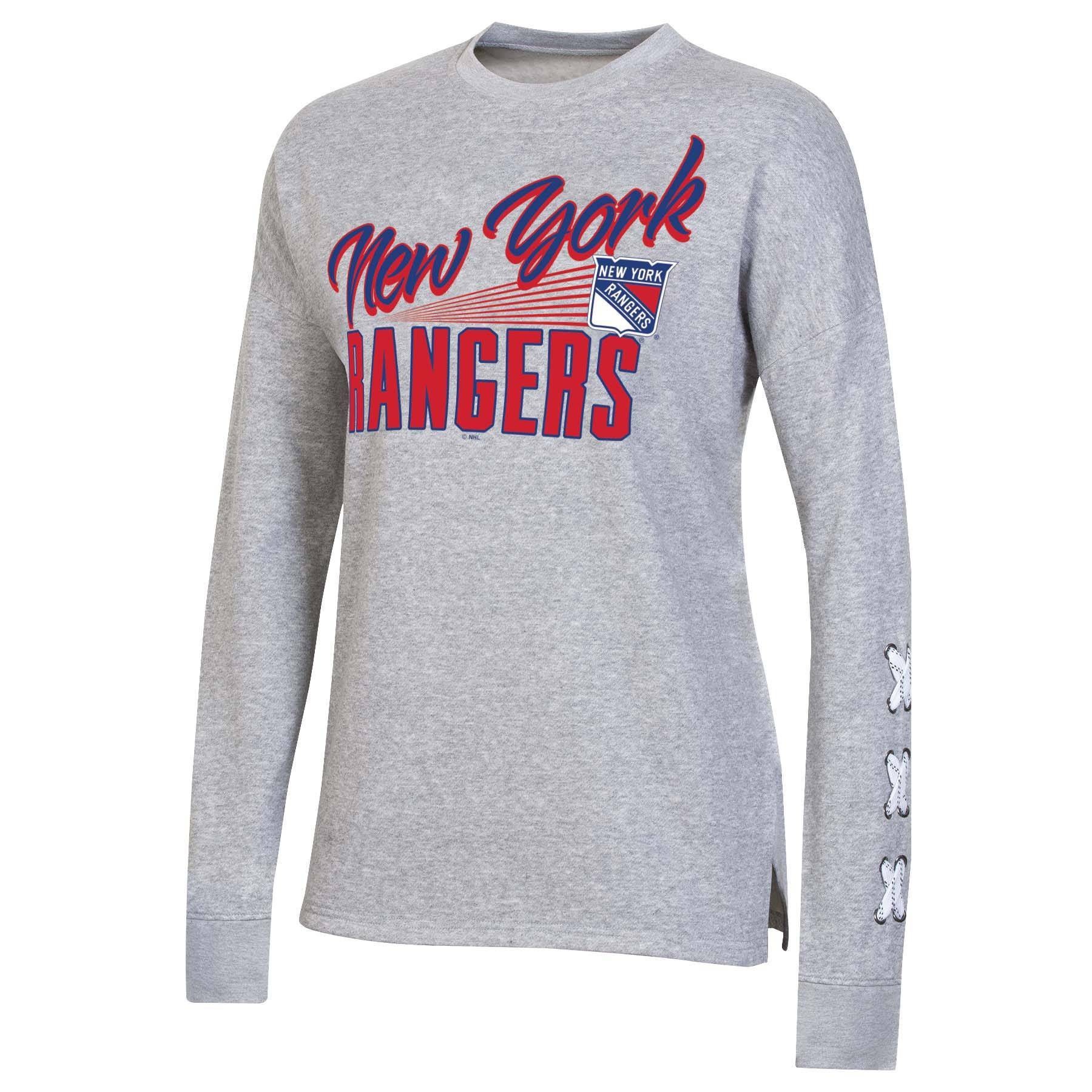 slide 1 of 2, NHL New York Rangers Women's Netminder Open Neck Fleece Sweatshirt - XL, 1 ct